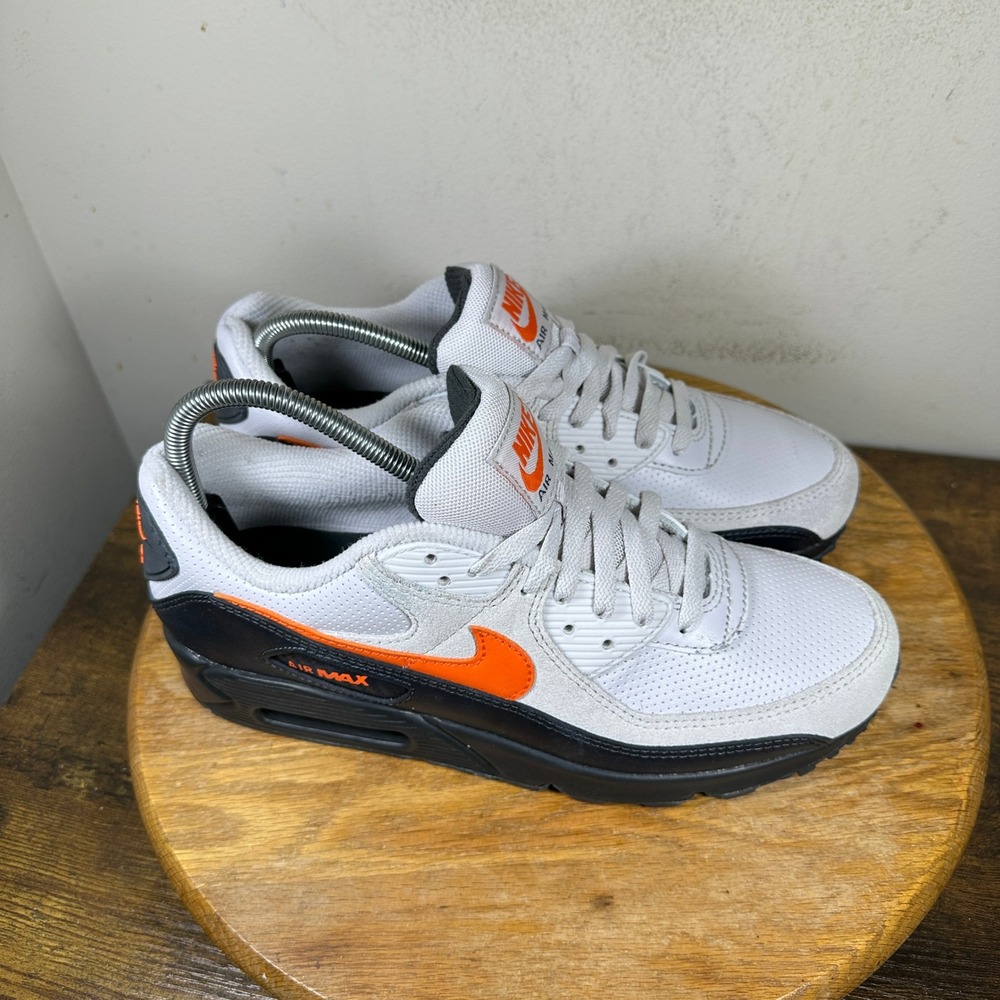 Nike Air Max 90 White Safety Orange Black Grey IF0670-003 Mens Size 9